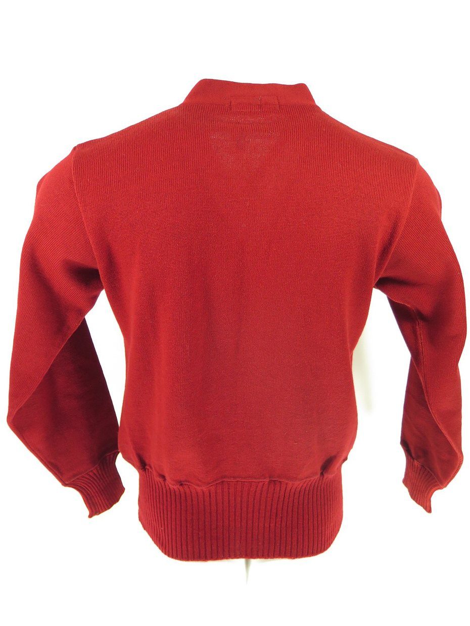 Vintage 40s Wool Letterman Sweater Varsity Red Chenille B Patch V Neck ...