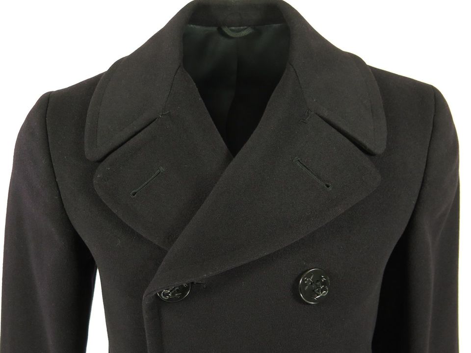 Vtg 60s Vietnam USA Military Kersey Wool Peacoat Coat Mens 36 Long