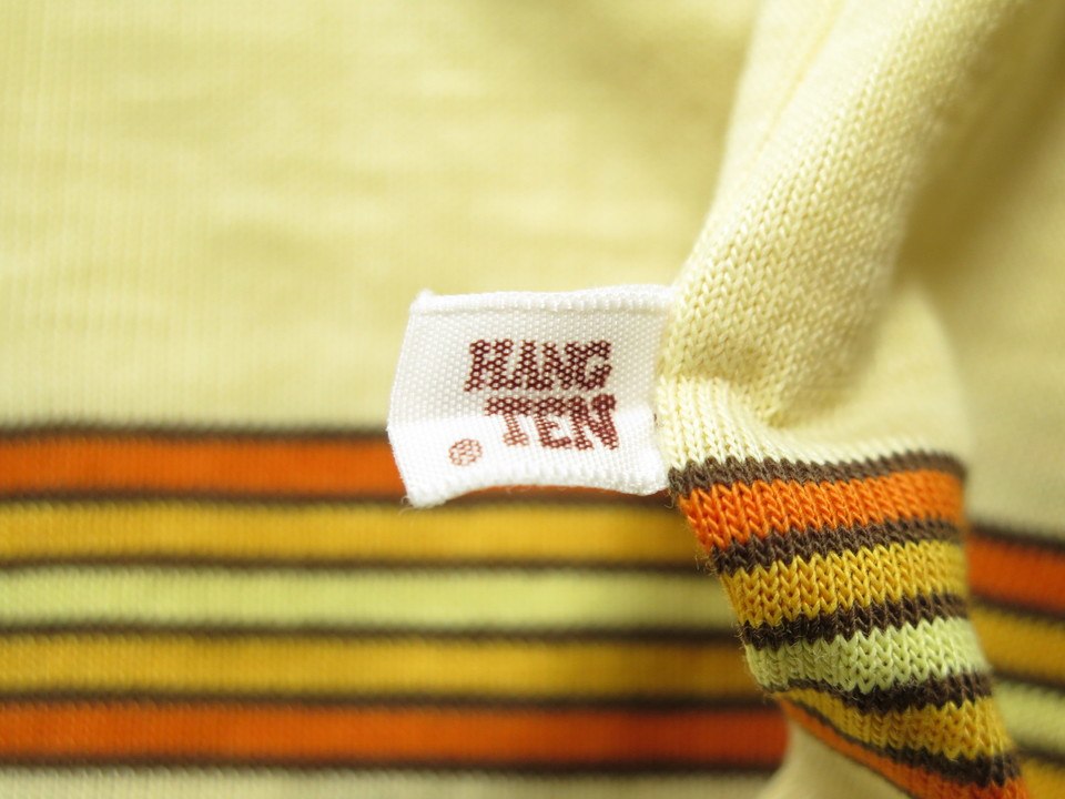 Vintage 70s Hang Ten Polo Shirt Mens L Surf Skate Board Stripe Feet ...