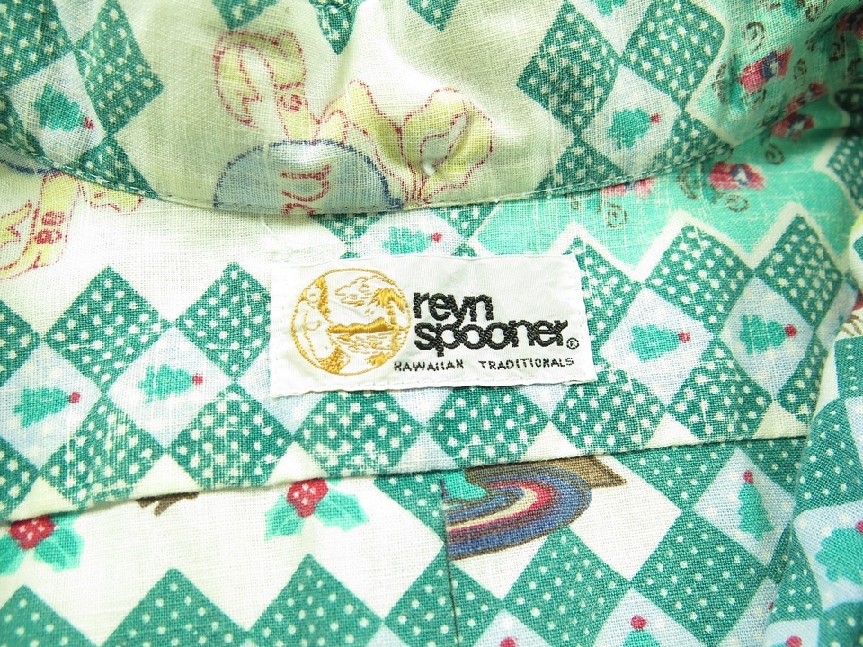 Vintage 80s Reyn Spooner Men Shirt Large Christmas Gold Label 1988