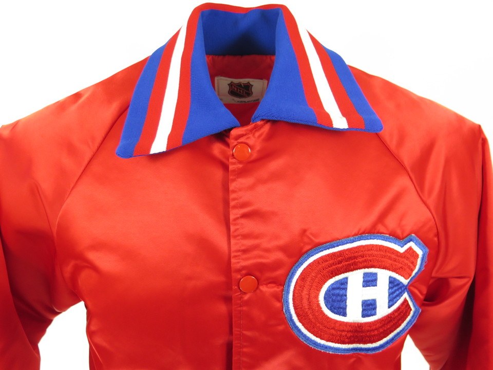 Vtg 80s Starter Montreal Canadiens Hockey Satin Jacket Mens M Quilted ...