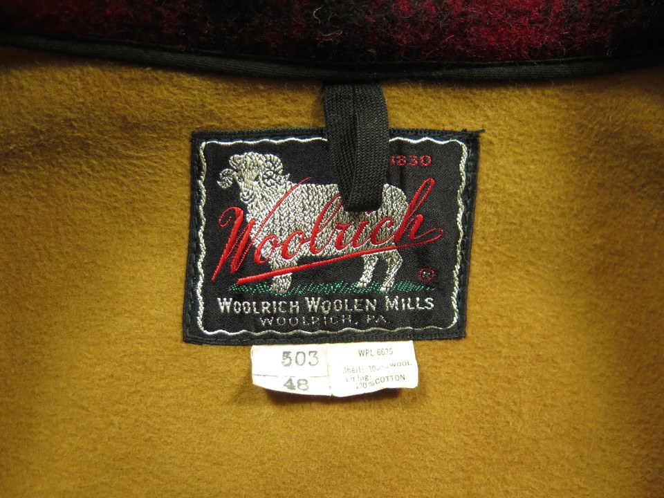 Vintage 60s Woolrich Hunting Coat 48 Shadow Plaid Wool Mackinaw Buffalo ...