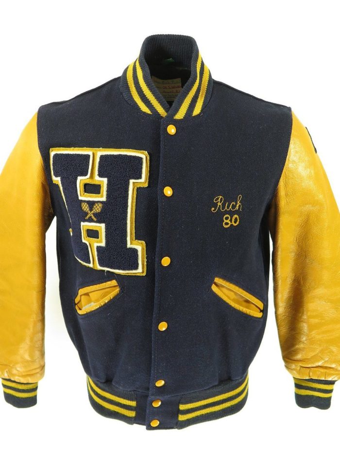 Vintage 80s Tennis Varsity Letterman Jacket 36 Small Leather Wool ...