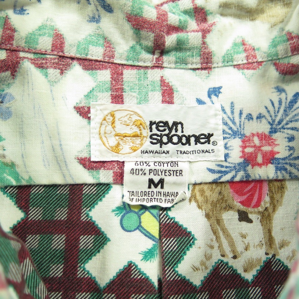 Vintage 80s Reyn Spooner Hawaiian Christmas Shirt M 1989 Golden Mermaid ...