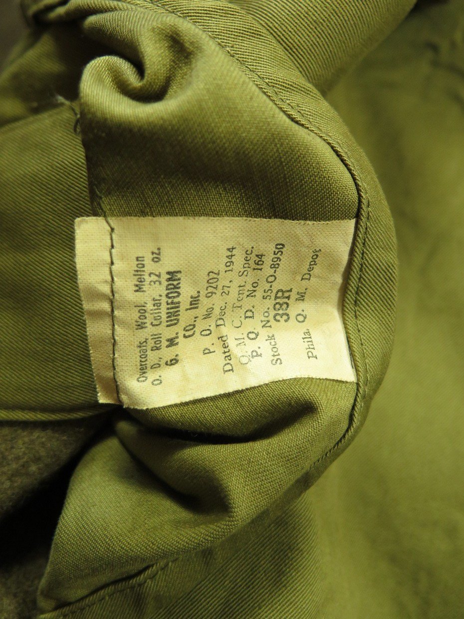 Vintage 40s US Army Overcoat Melton Coat 38 Wool Deadstock Military ...
