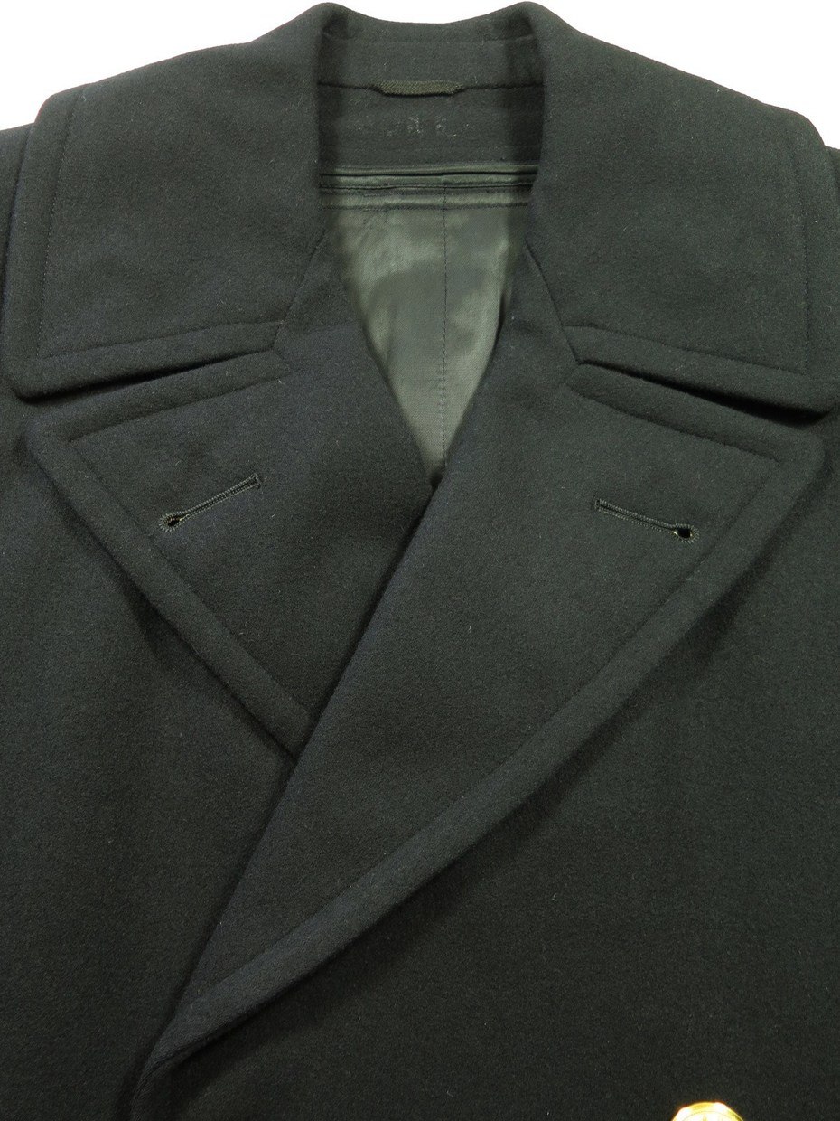 Vintage 50s Wool Navy Bridge Coat 38 Long Officer Overcoat gold button ...