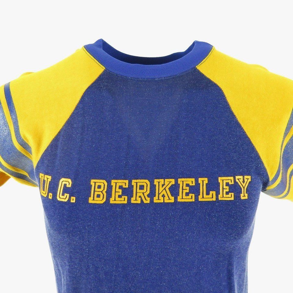 70s York Barbell Club Champion Blue Bar Ringer T-shirt Medium 