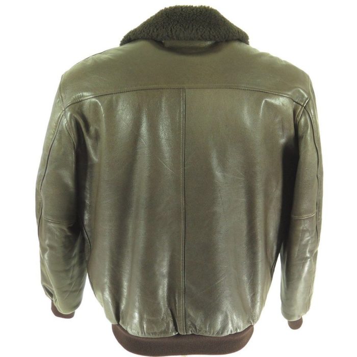 Vtg LL Bean Flight Bomber Leather Shearling Mouton Jacket Mens L Tall ...