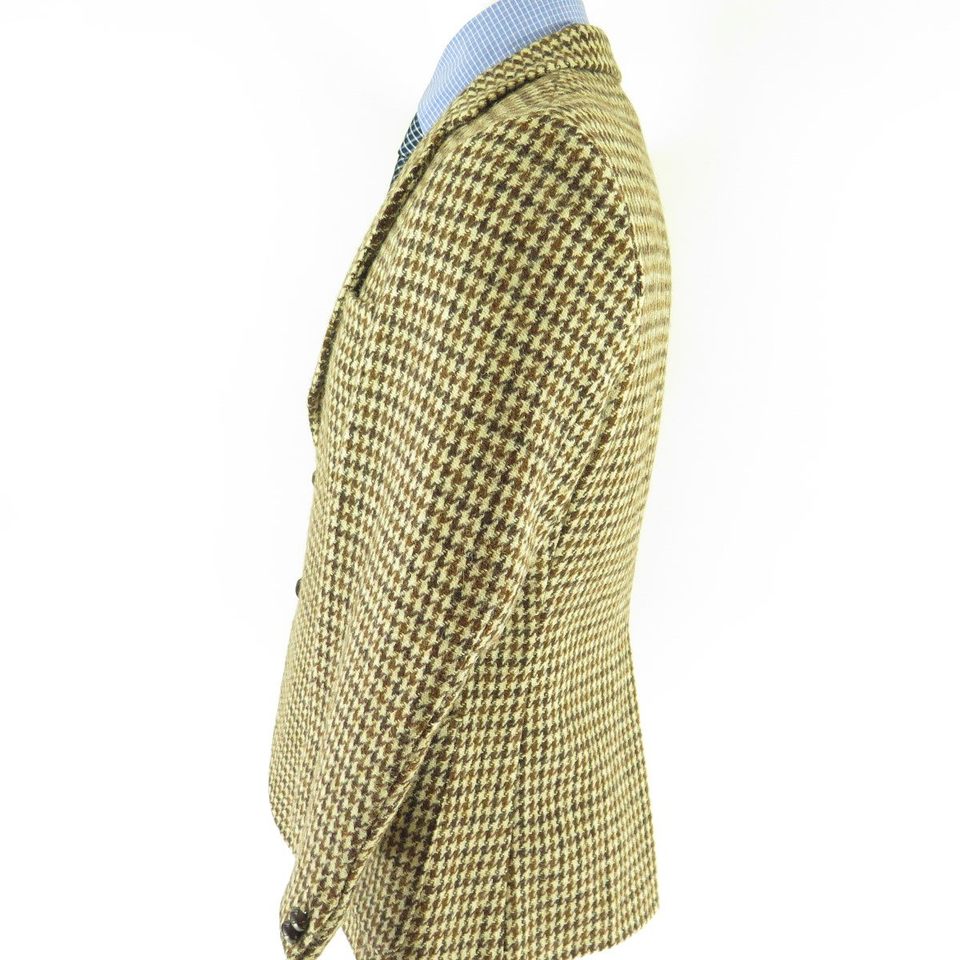 Vintage 90s Harris Tweed Sport Coat Mens 44 Houndstooth