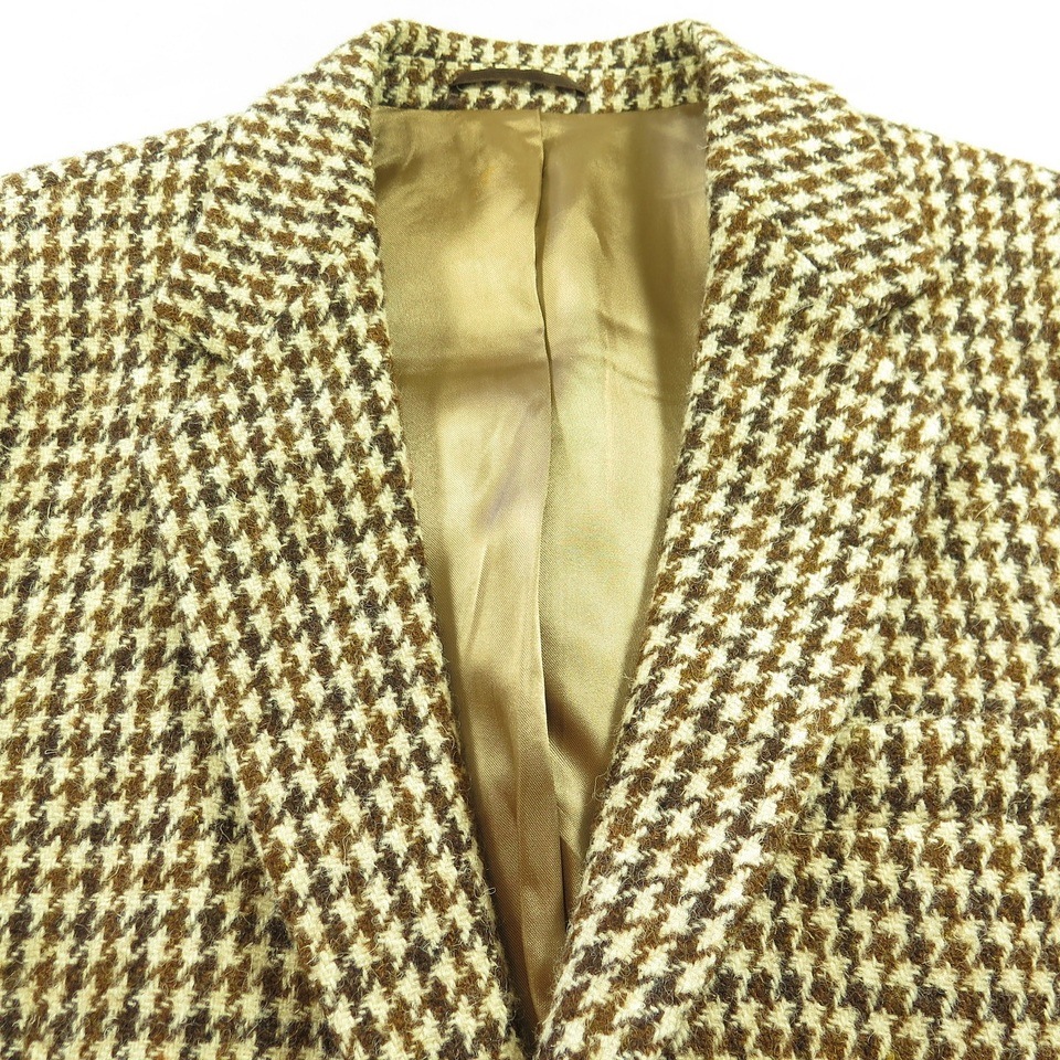Vintage 90s Harris Tweed Sport Coat Mens 44 Houndstooth England Wool ...