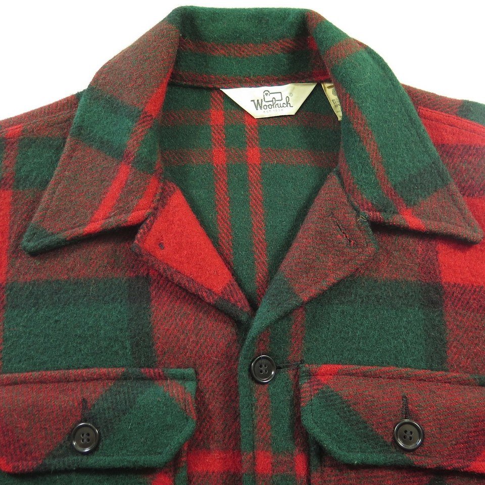 Vintage 60s Woolrich Outdoors Jacket Medium D-Pocket Shirt Deadstock Plaid Wool | The Clothing Vault