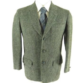Vtg 50s Harris Tweed Wool Herringbone 3 Button Sport Coat Mens 40 | The ...
