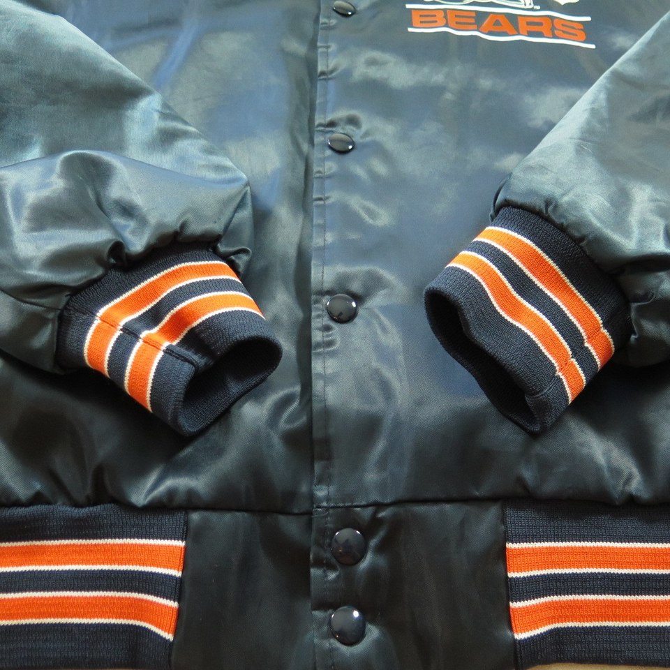 Vtg Chicago Bears Jacket Chalk Line Satin coat 80s NFL Boys Kids Youth L  14/16