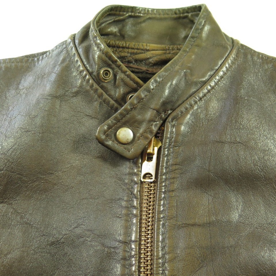 Vintage 60s Lesco Leather Biker Cafe Racer Jacket 40 w Liner | The ...