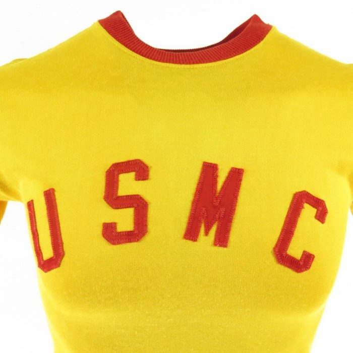 Vtg 60s Yellow Durene USMC military T-Shirt M by The Clothing