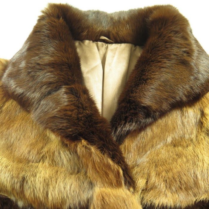 Vintage 80s Rabbit Fur Coat Jacket Womens Medium Brown Deadstock Soft ...