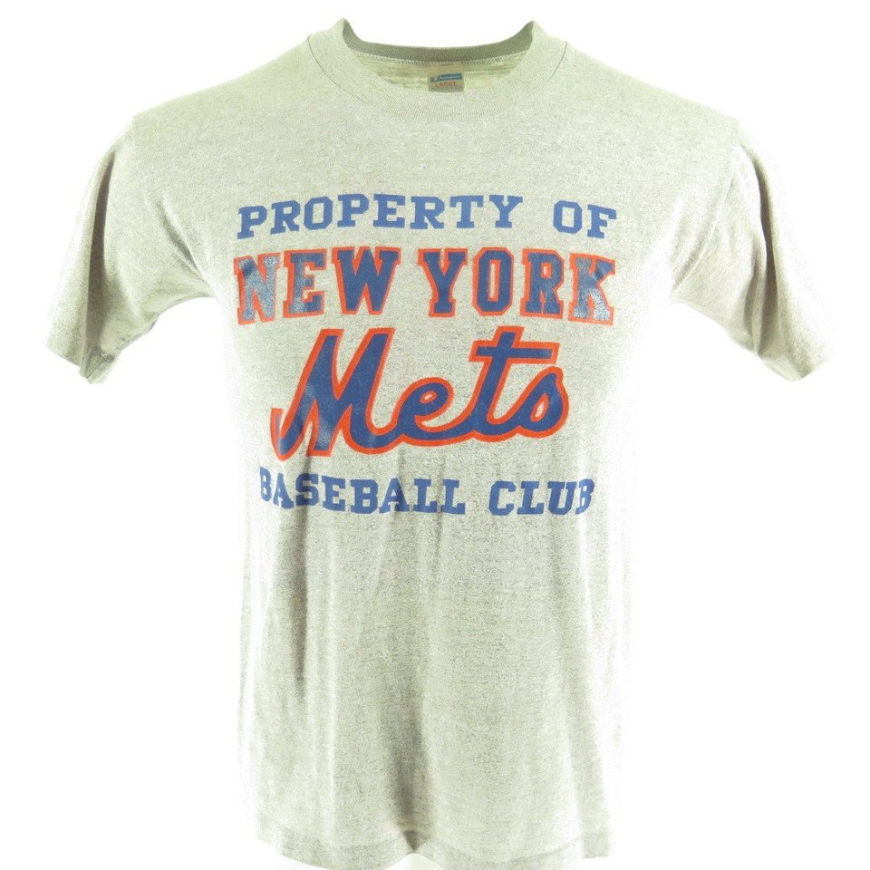 Vintage 70s Champion Blue Bar 50/50 New York Mets MLB Baseball T