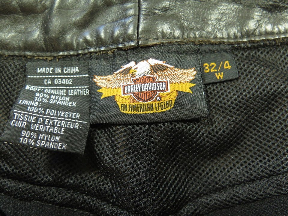Harley Davidson New Leather Pants Womens 4 Black Spandex 26 x 32 Biker ...