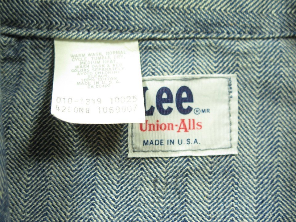 Vintage 60s Lee Union Alls Coveralls Overalls 42 L Work USA Made