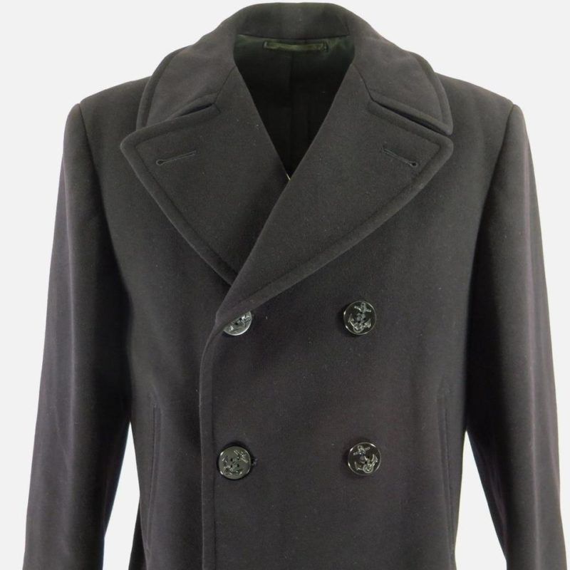 Vintage 60s Navy Peacoat 40 USN 8 Button Vietnam Kersey Wool Pea Coat ...