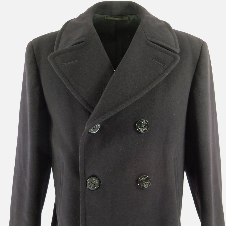 Vintage 60s Navy Peacoat 40 USN 8 Button Vietnam Kersey Wool Pea Coat  Stenciled | The Clothing Vault