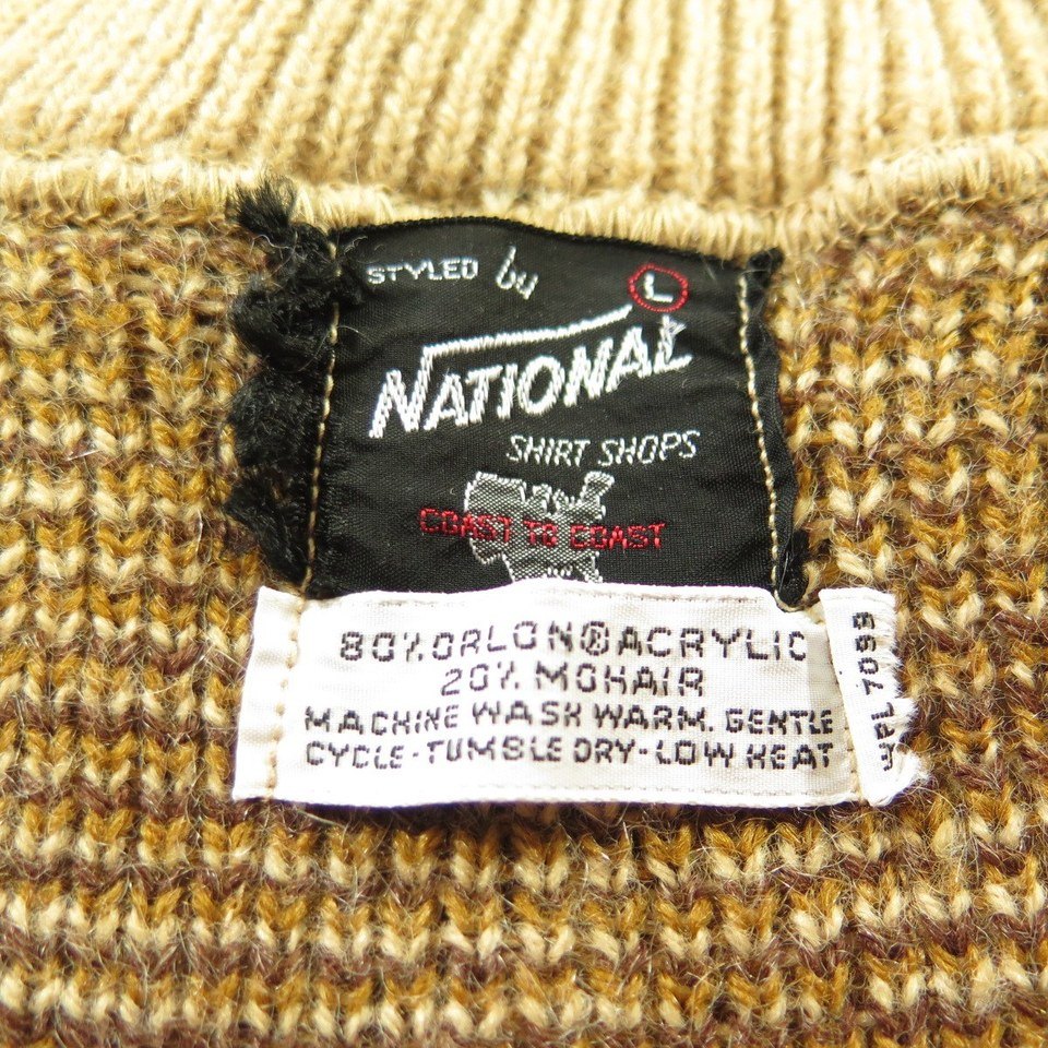 Vintage 60s Argyle Plaid Sweater Mens L Acrylic Mohair National Shirt ...