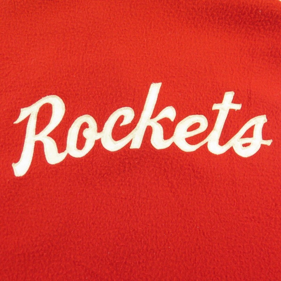 Vintage 50s Rockets Bowling Shirt Medium Patches Fleece Fabric Loose ...