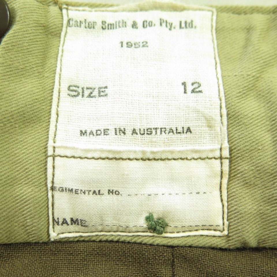 Vintage 50s Military Trouser Pants Australian Wool sz 12 36 Korean