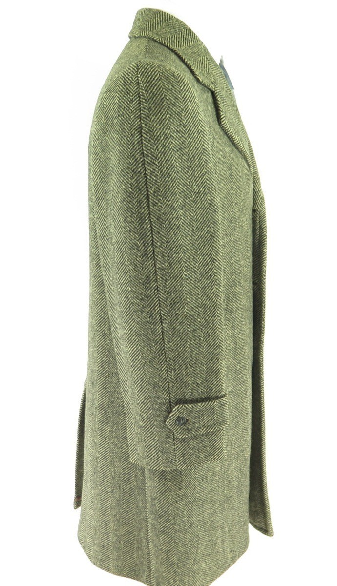 Vintage 30s Herringbone Wool Overcoat Coat Mens 38 Union Made Bond ...