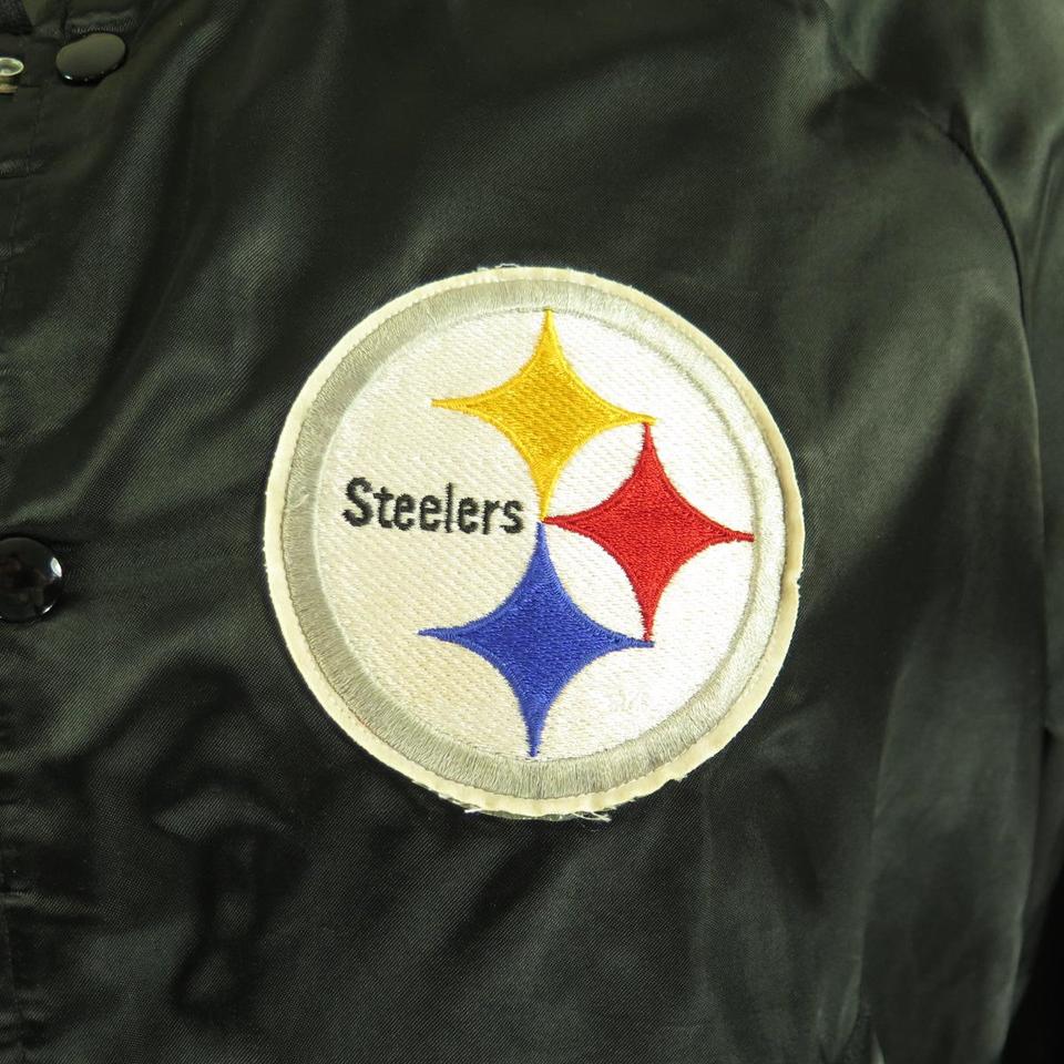 Vintage Pittsburgh Steelers NFL Varsity Jacket 90s Baseball Chalk Line P2P:  27”