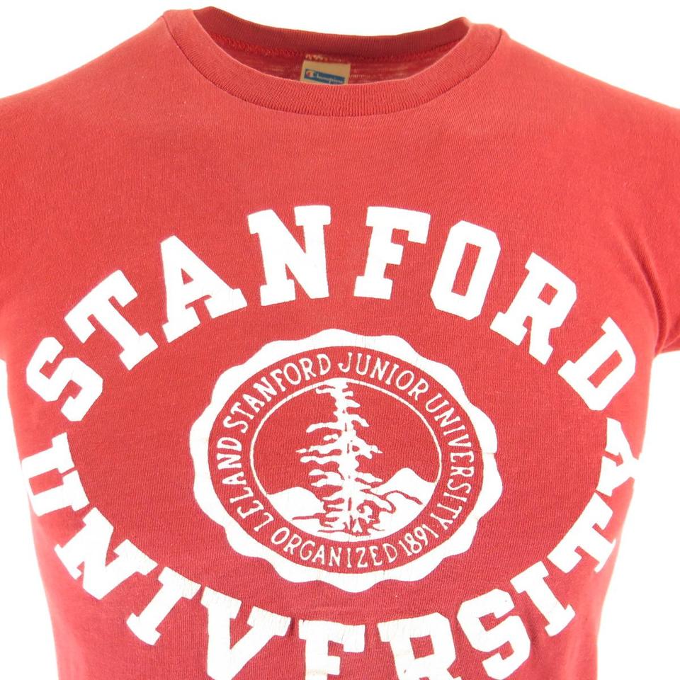 Vintage 80s Champion Stanford University T-shirt Med fits SMALL Red ...