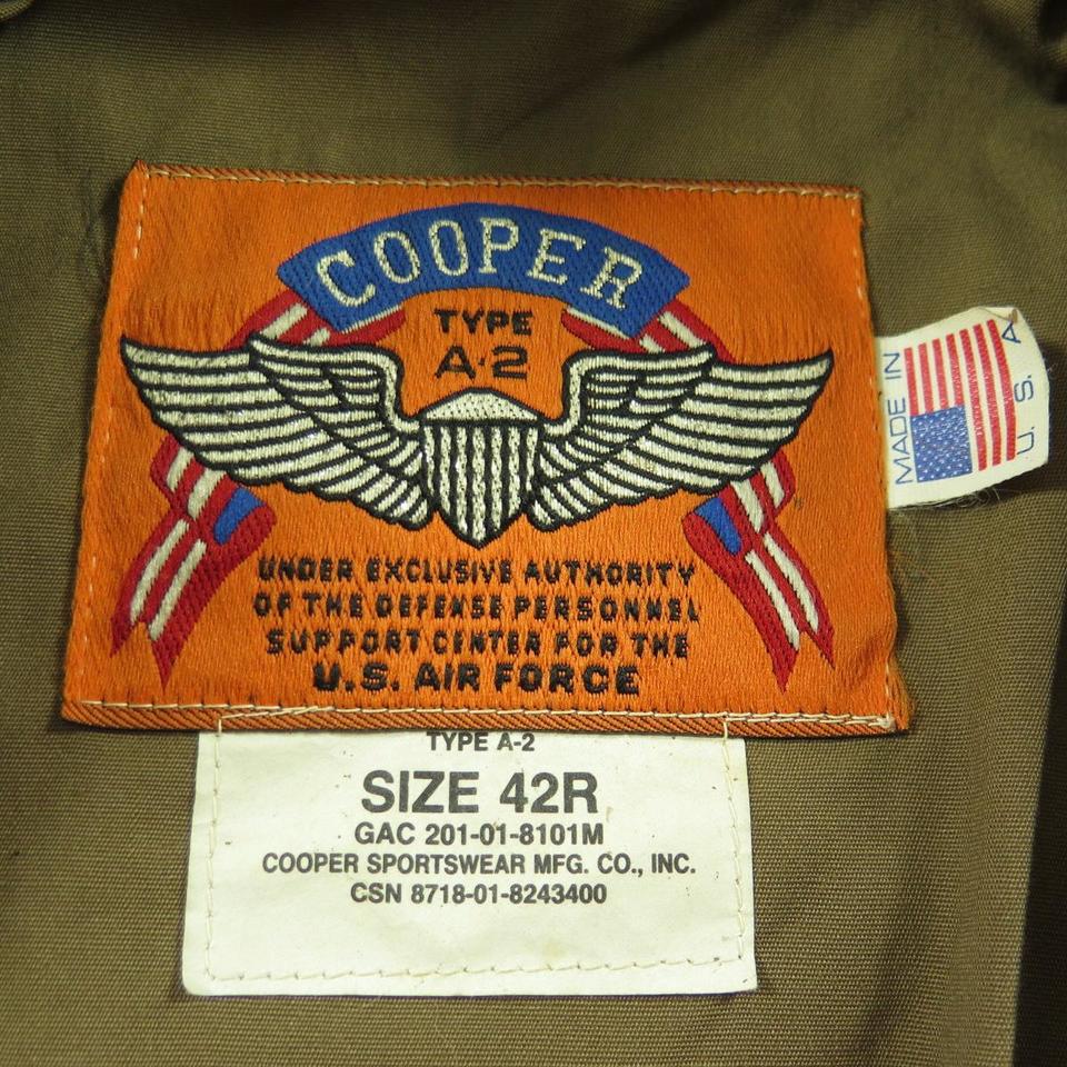 Vintage 80s A-2 Cooper Flight Leather Jacket 42 or Large Goatskin Brown ...