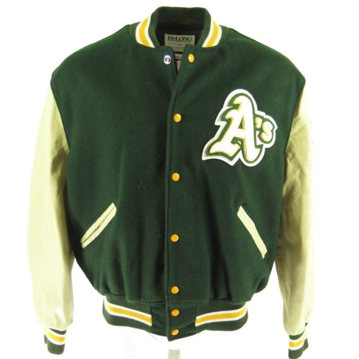Vintage 80s Oakland Athletics Jacket Mens 46 Deadstock MLB Baseball DeLong  Wool
