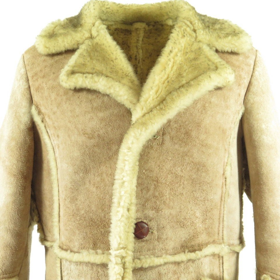 Vintage 70s Western Sheepskin Shearling Marlboro Man Jacket Coat L ...