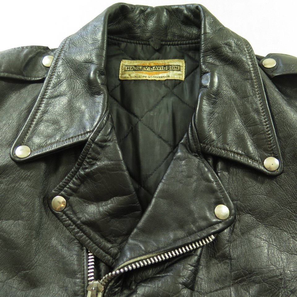 Vtg 60s Harley Davidson Black Leather Motorcycle Biker Jacket Mens 48 | The  Clothing Vault