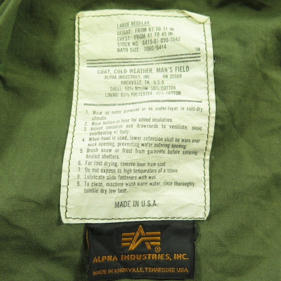 Vintage 80s Alpha Industries Civilian M-65 Field Jacket Large | The ...