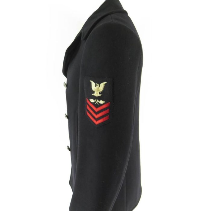 H14A-Double-breasted-military-pea-coat-rank-chevron-patches-4