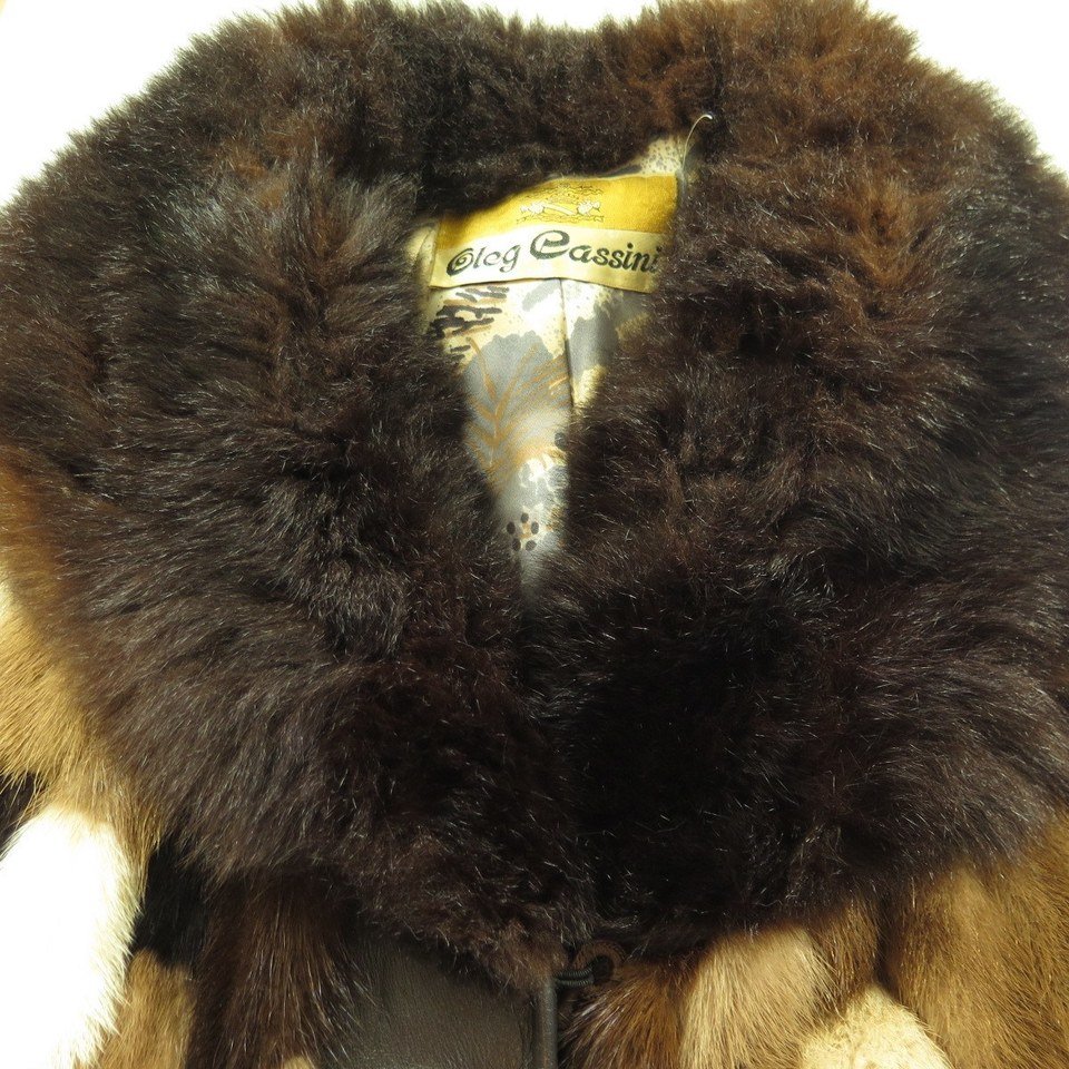 Vintage 70s Mink Fur Coat Womens L Oleg Cassini Patchwork Leather | The ...