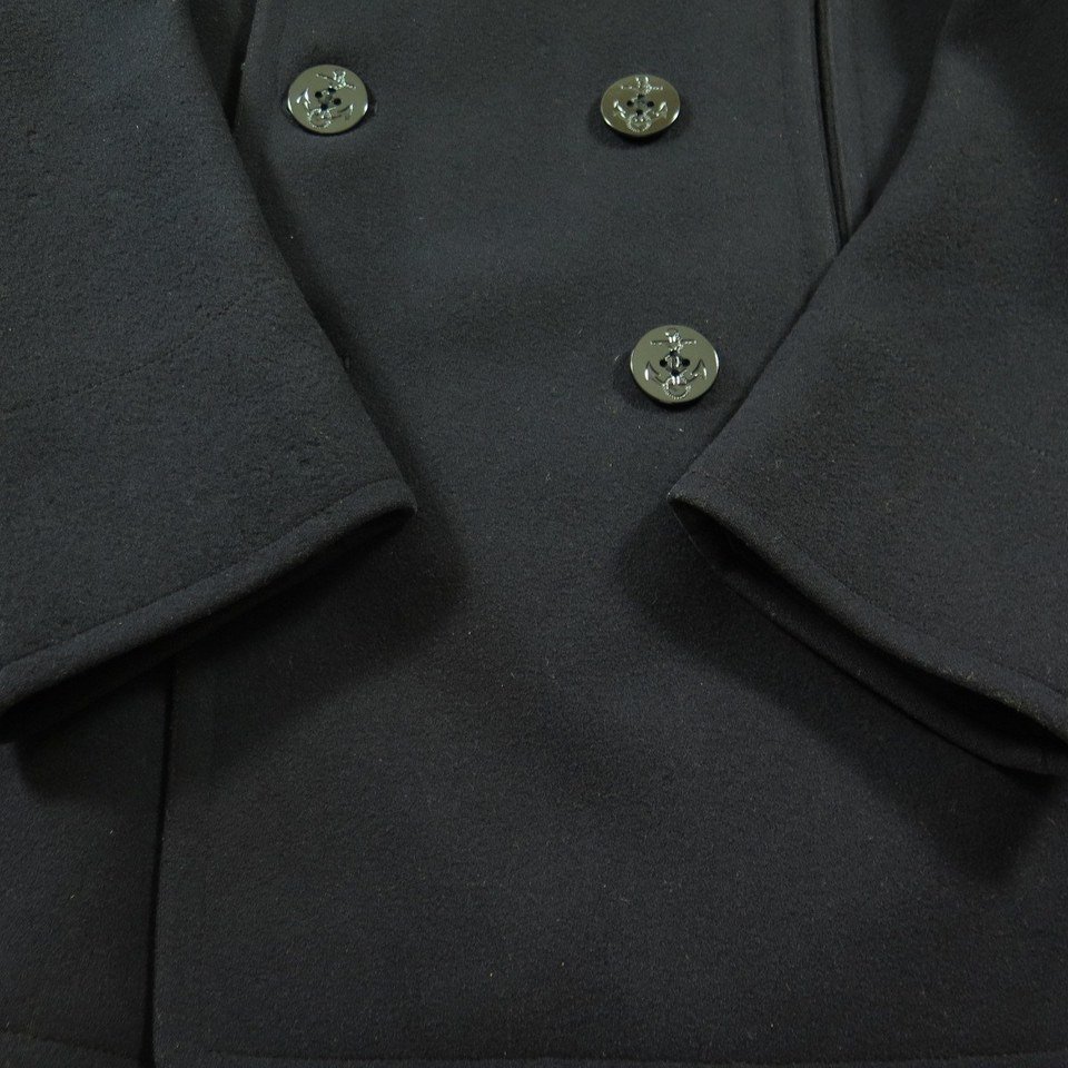 Vtg 40s WWII Naval Clothing Factory 10 Button Melton Wool Peacoat 40 ...