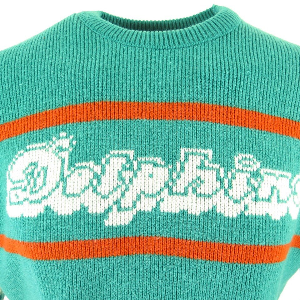 Vintage 80s Miami Dolphins Sweater XL Cliff Engle Football NFL