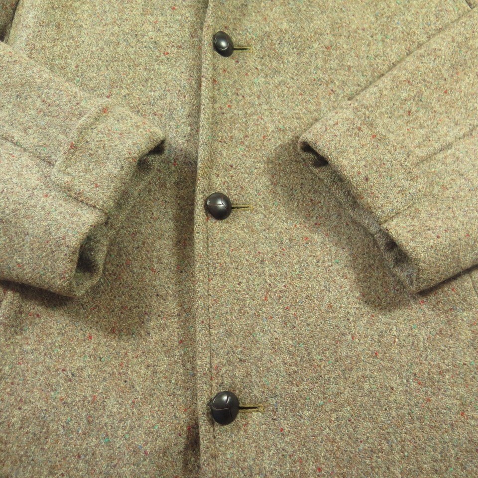 Vintage 50s Union Made Harris Tweed Brown Wool Overcoat Coat Men 44 ...
