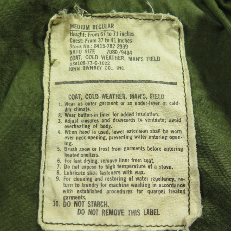 Vintage 70s Vietnam Era Ownbey Military M-65 Field Jacket M | The ...