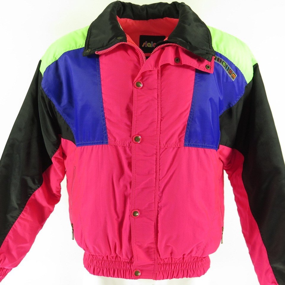 Vintage 80s 90s Puffy SKI JACKET Colorful Shapes Neon Color 