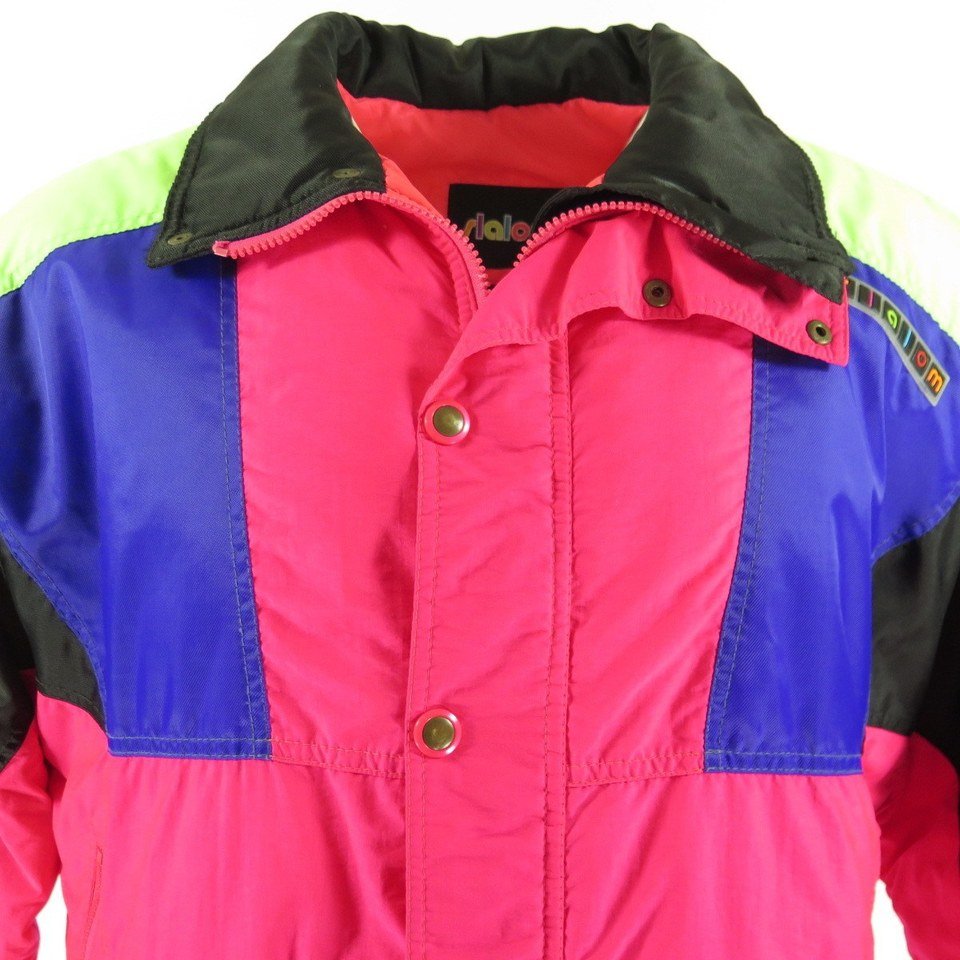 Vintage 80s 90s Puffy SKI JACKET Colorful Shapes Neon Color 