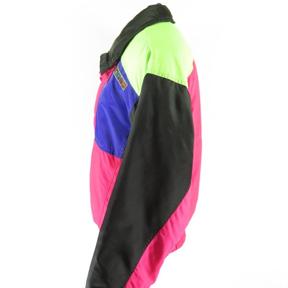 Vintage 80s 90s Puffy SKI JACKET Colorful Shapes Neon Color 