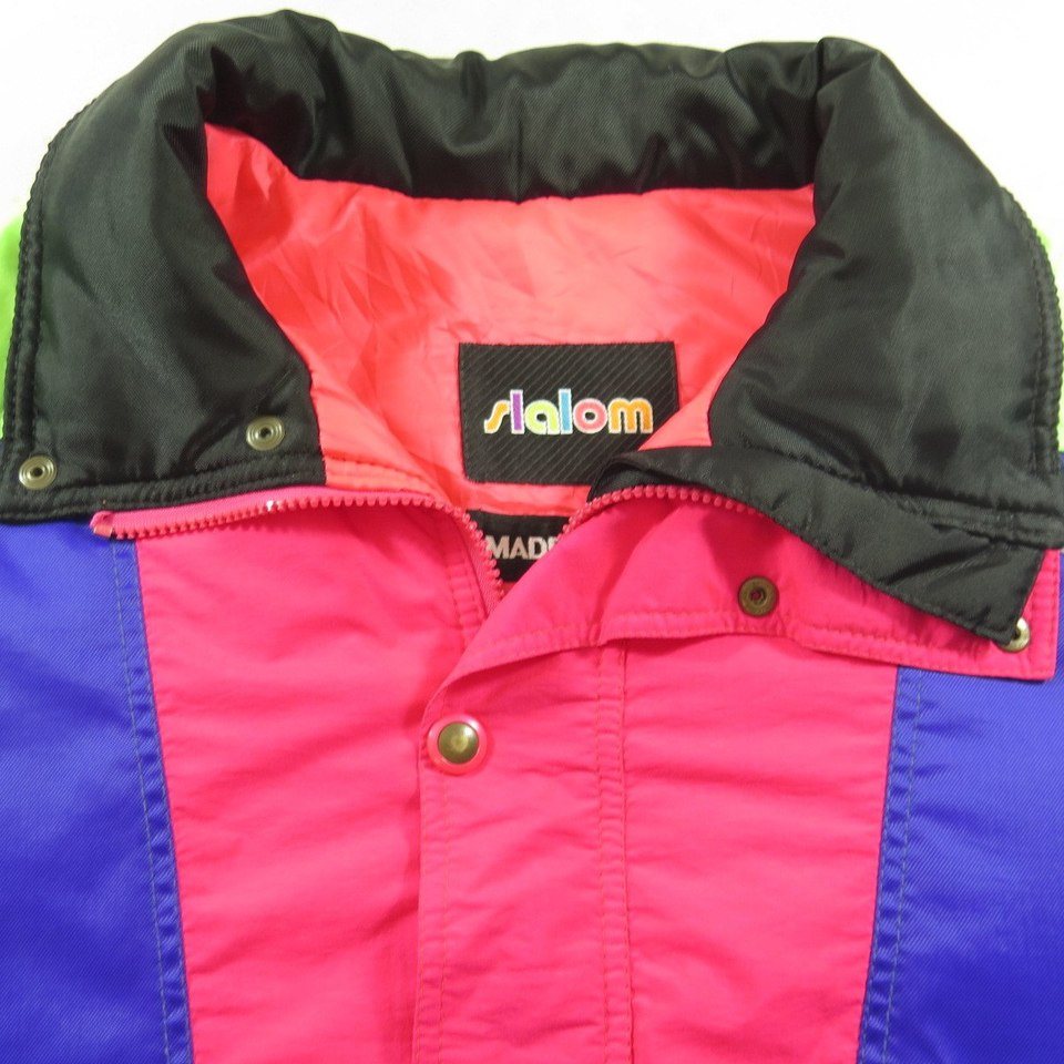 Vintage 80s 90s Puffy SKI JACKET Colorful Shapes Neon Color 