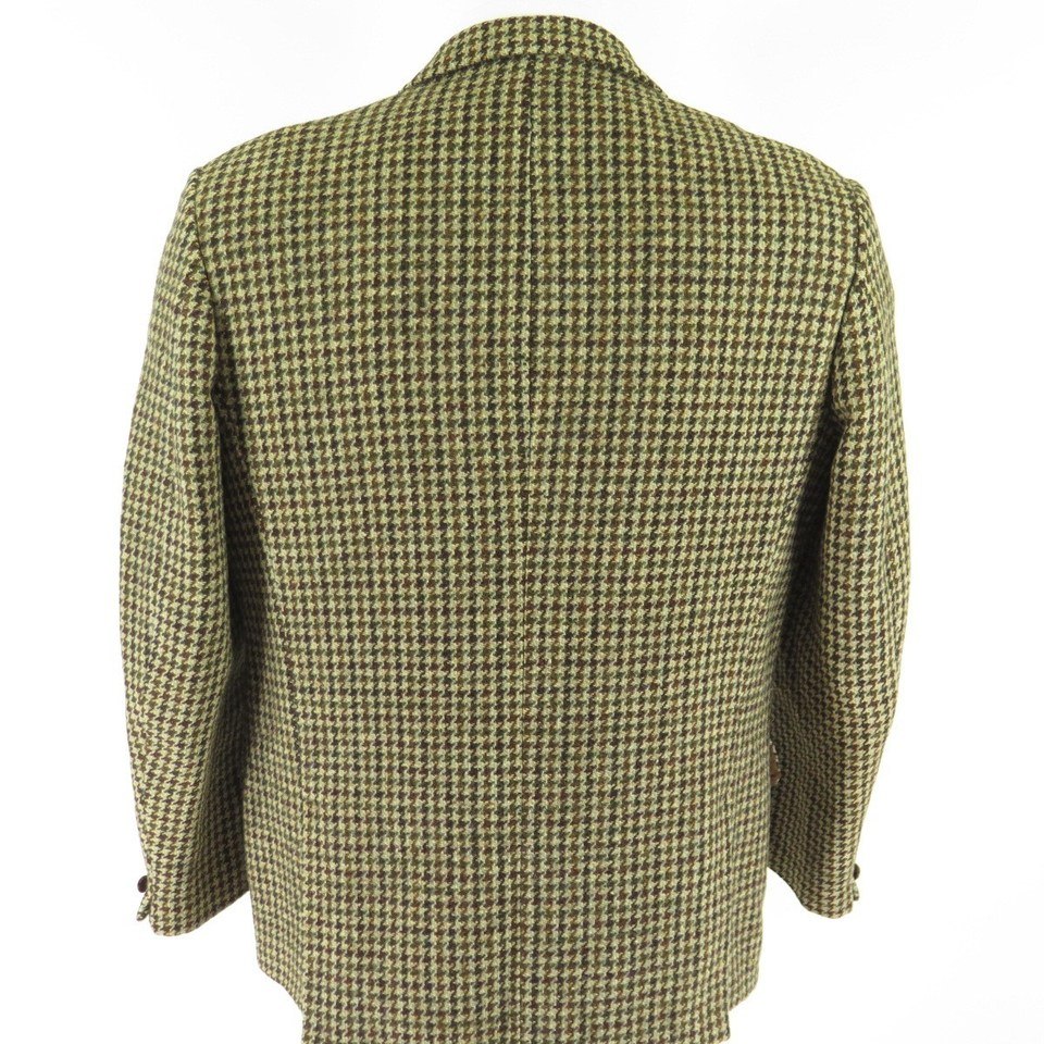 Vintage 60s Harris Tweed Houndstooth Sport Coat Jacket Mens 42 England ...