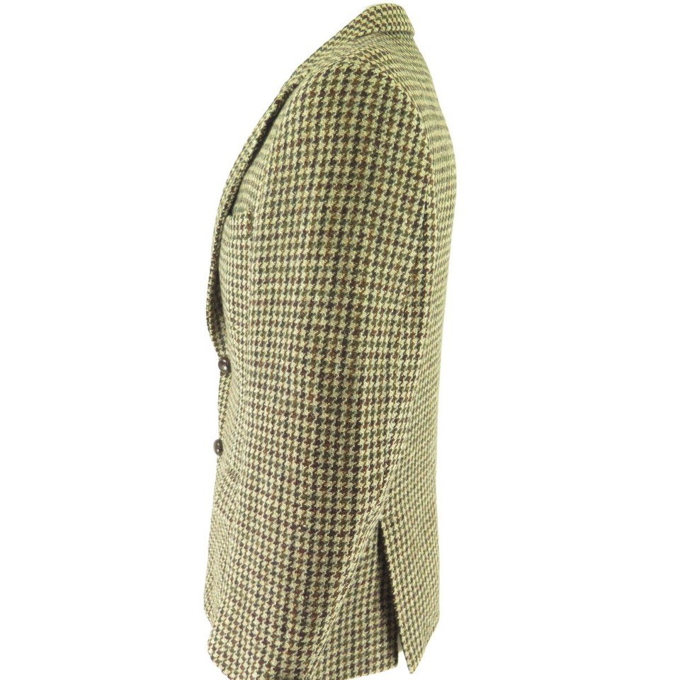 Vintage 60s Harris Tweed Houndstooth Sport Coat Jacket Mens 42 England ...