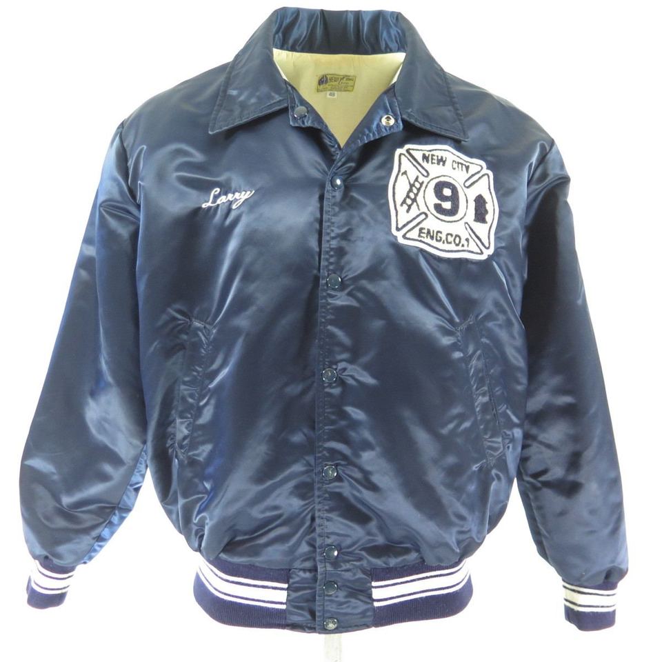 Vintage 80s New York Fire Department Jacket 48 Satin 100 Year ...