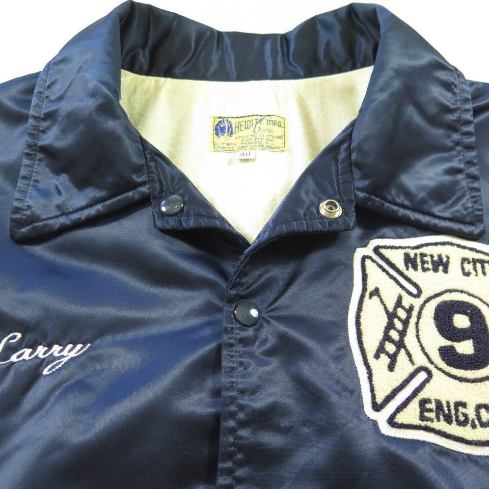 Vintage 80s New York Fire Department Jacket 48 Satin 100 Year Anniversary